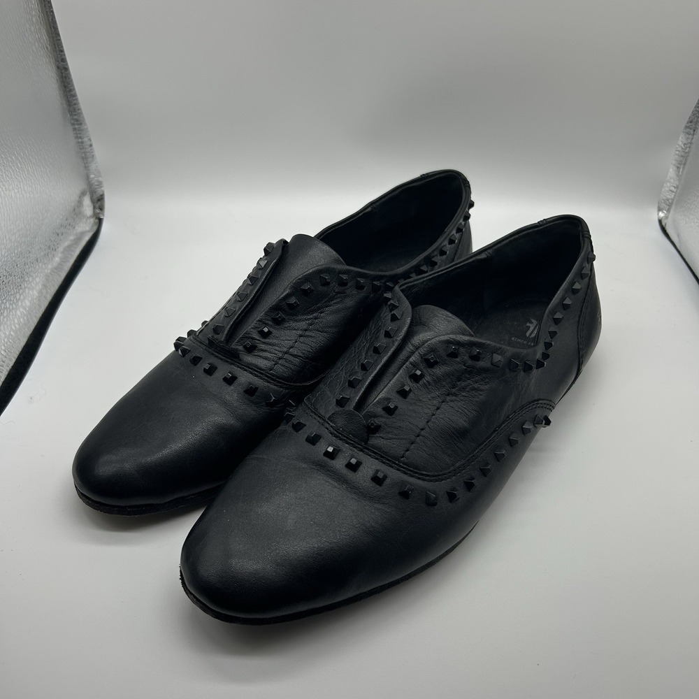 Frye Shoes Women's 8.5 Terri Deco Studded Slip On Black Leather Oxford